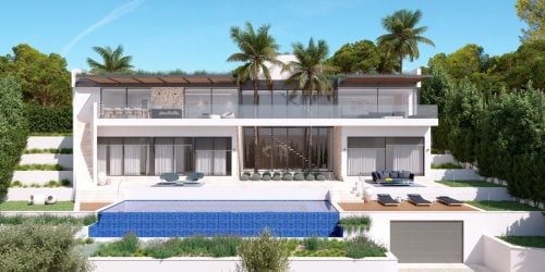 Modern villa of new construction with sea view in Camp de Mar